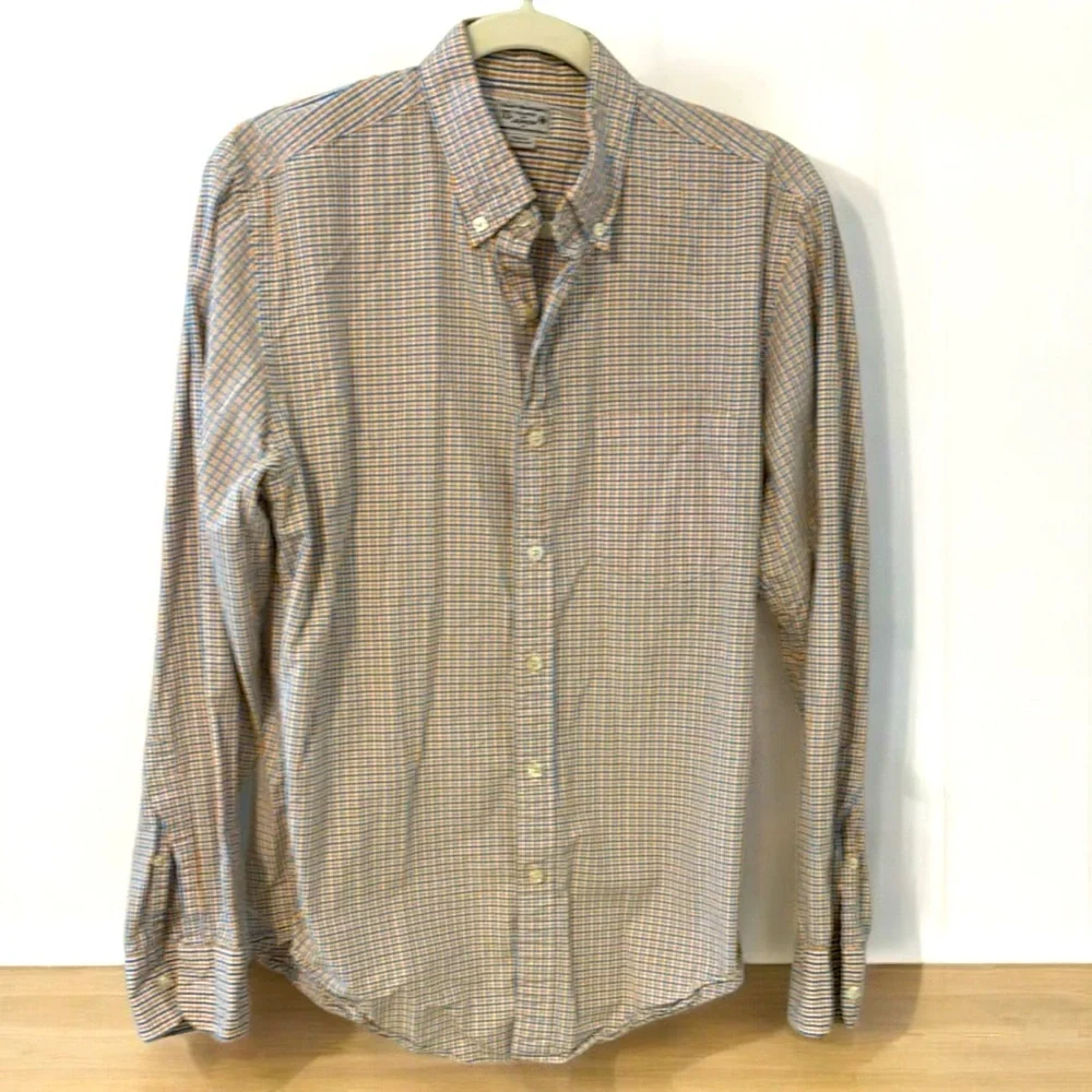 J. Crew Men's blue and orange Checkered Shirt sz M